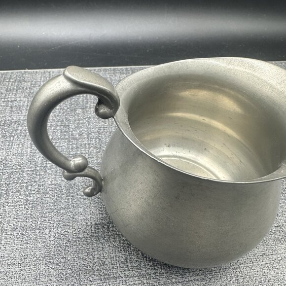 Vintage Empire Pewter Creamer & Sugar Bowl Marked Old Mark USA Primitive - Picture 10 of 16